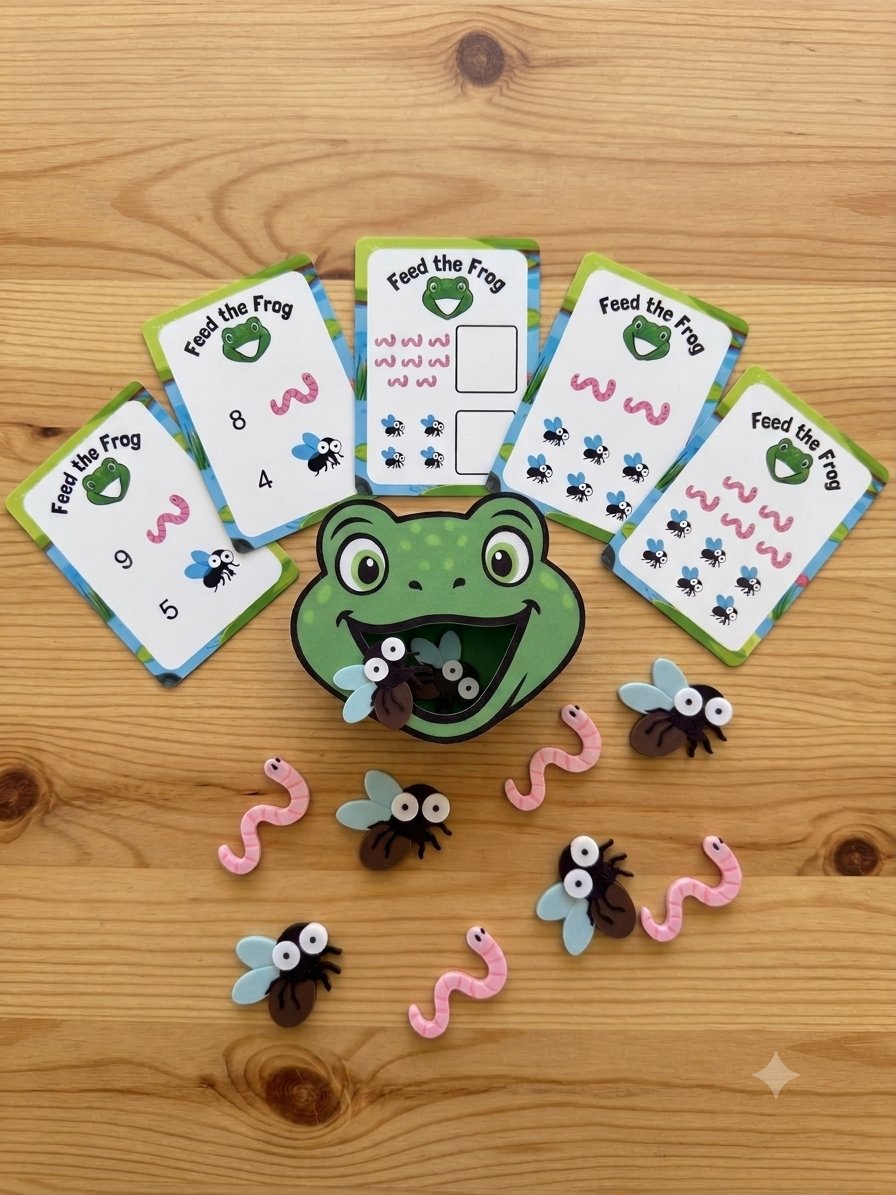 Feed the Frog + Lily Pad Lagoon Bundle | Counting Kit & Pond Sensory Mix | Montessori Math & Sensory Play for Toddlers & Preschoolers