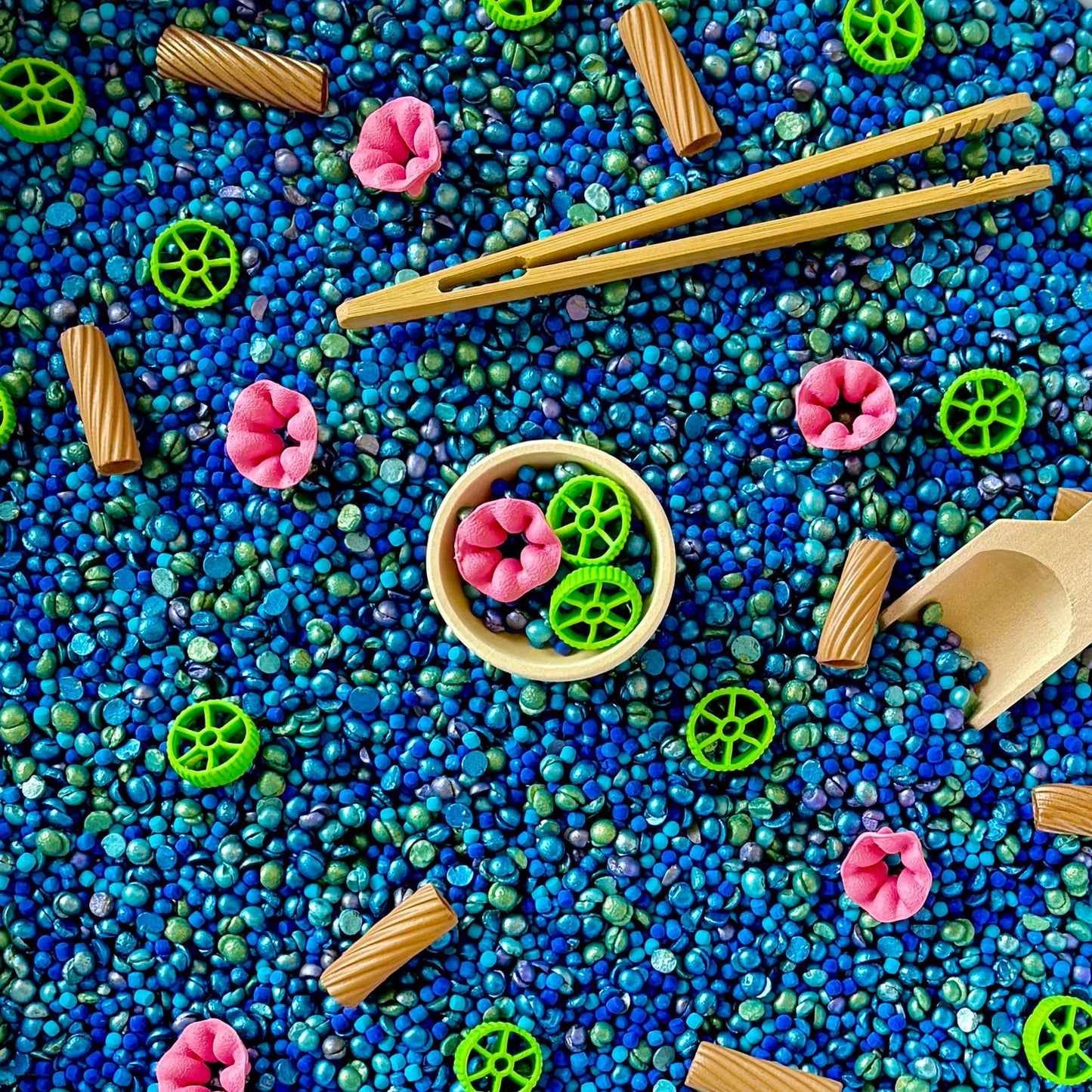 Lily Pad Lagoon Sensory Mix | Pond Sensory Bin Filler | Montessori Invitation to Play for Toddlers & Preschoolers