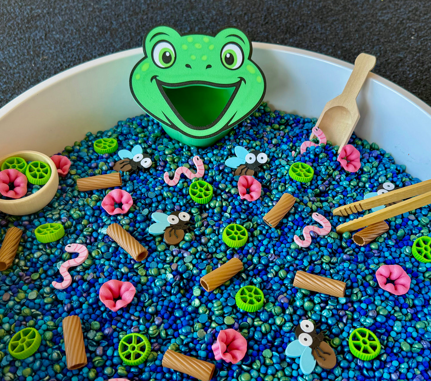 Feed the Frog + Lily Pad Lagoon Bundle | Counting Kit & Pond Sensory Mix | Montessori Math & Sensory Play for Toddlers & Preschoolers