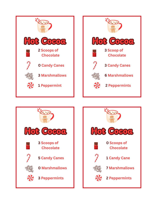 Digital Download - Hot Cocoa Recipe Cards, 12 Card Set - Sensory Bin Accessories - Sensory Play
