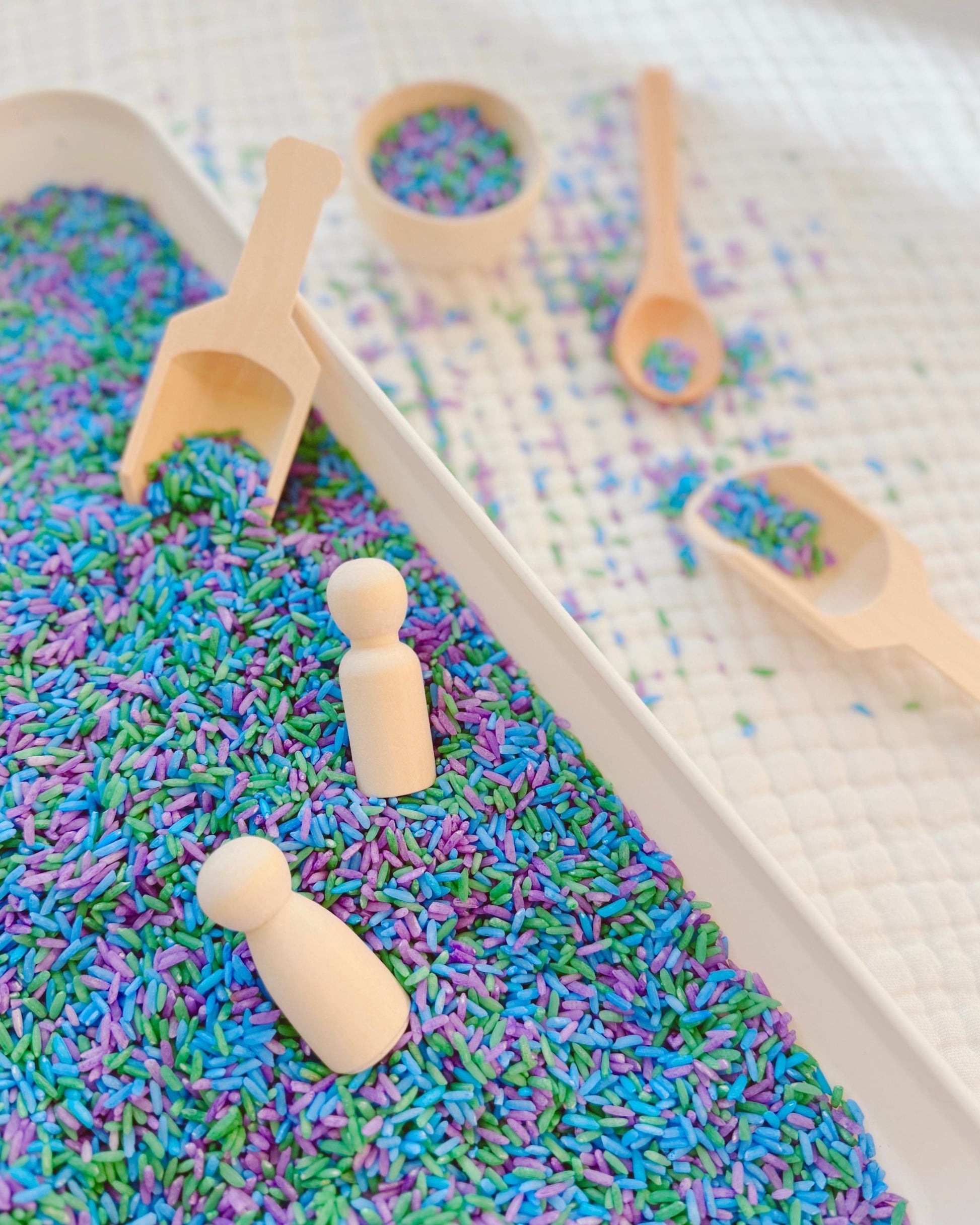 Colored Rice | Sensory Bin Filler | Earth Day Colored Rice Filler | Blue, Green, and Purple Colored Rice Mix for Sensory Play