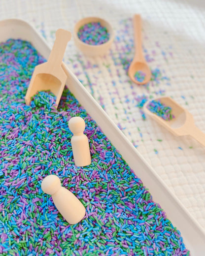 Colored Rice | Sensory Bin Filler | Earth Day Colored Rice Filler | Blue, Green, and Purple Colored Rice Mix for Sensory Play