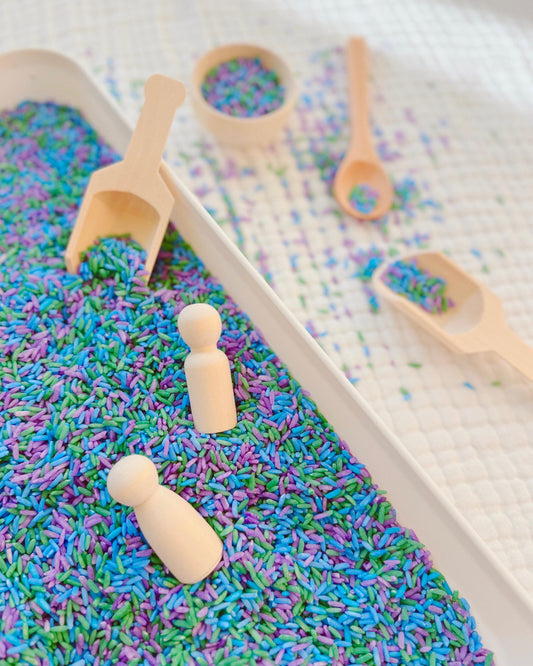 Colored Rice | Sensory Bin Filler | Earth Day Colored Rice Filler | Blue, Green, and Purple Colored Rice Mix for Sensory Play