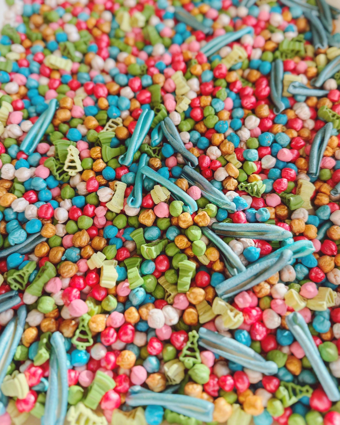 Forest Jamboree Sensory Bin Kit | Colored Chickpeas and Pasta for Sensory Bins | Festive Sensory Filler