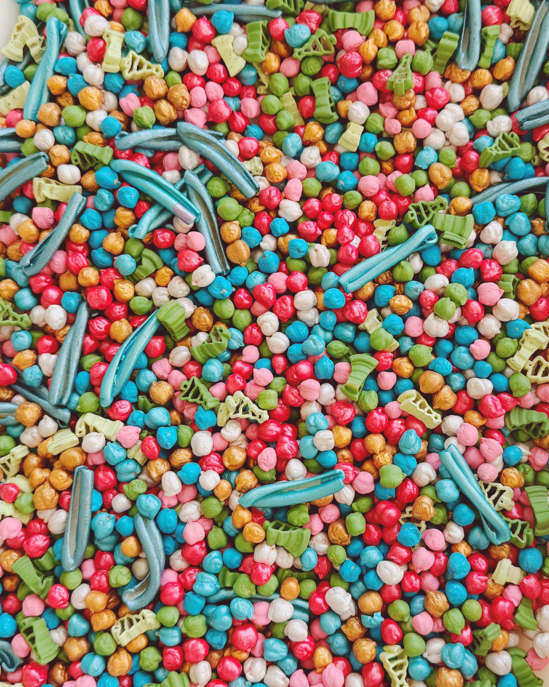 Forest Jamboree Sensory Bin – Colorful Chickpea Filler