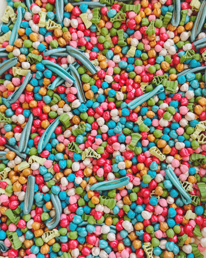 Forest Jamboree Sensory Bin – Colorful Chickpea Filler