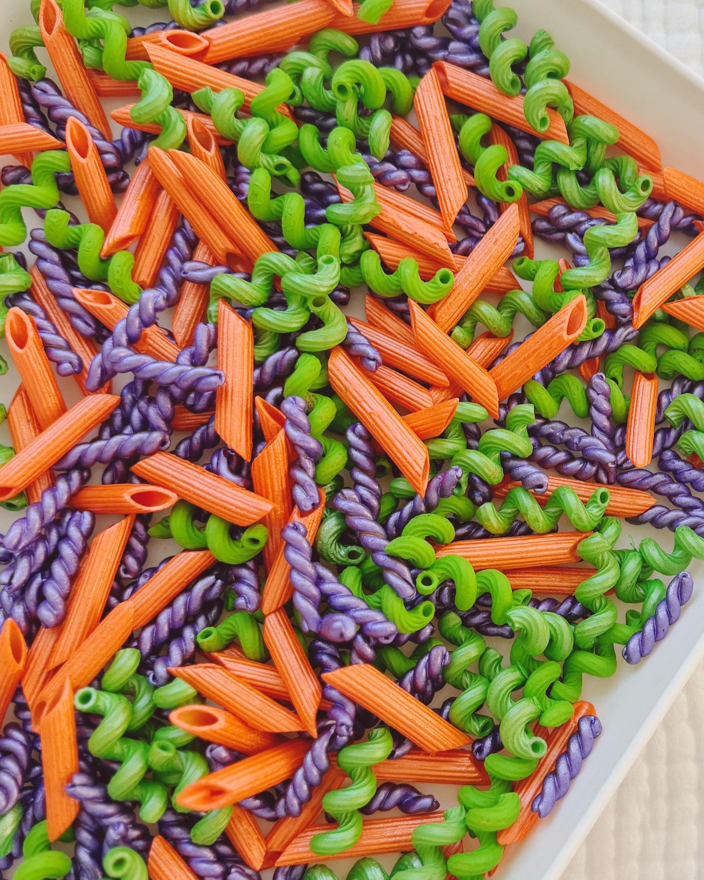 Sensory Bin Filler & Play Kit - Whack-a-Noodles - Chunky Pasta Filler - Green, Purple, Orange - Bright High-Contrast