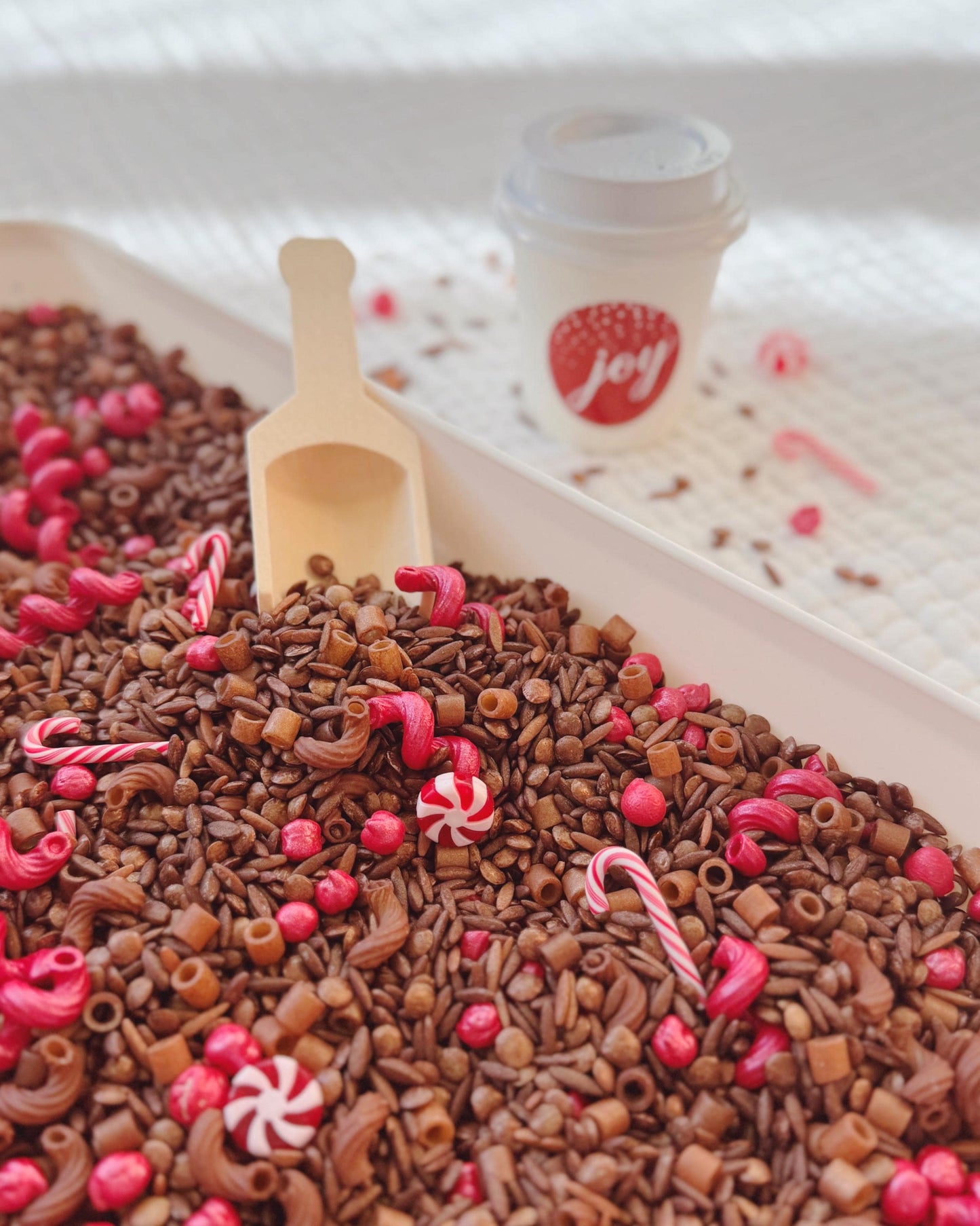 Sensory Bin Filler + Play Kit - Hot Cocoa - Pasta, Chickpea & Lentil Filler - Winter - Christmas
