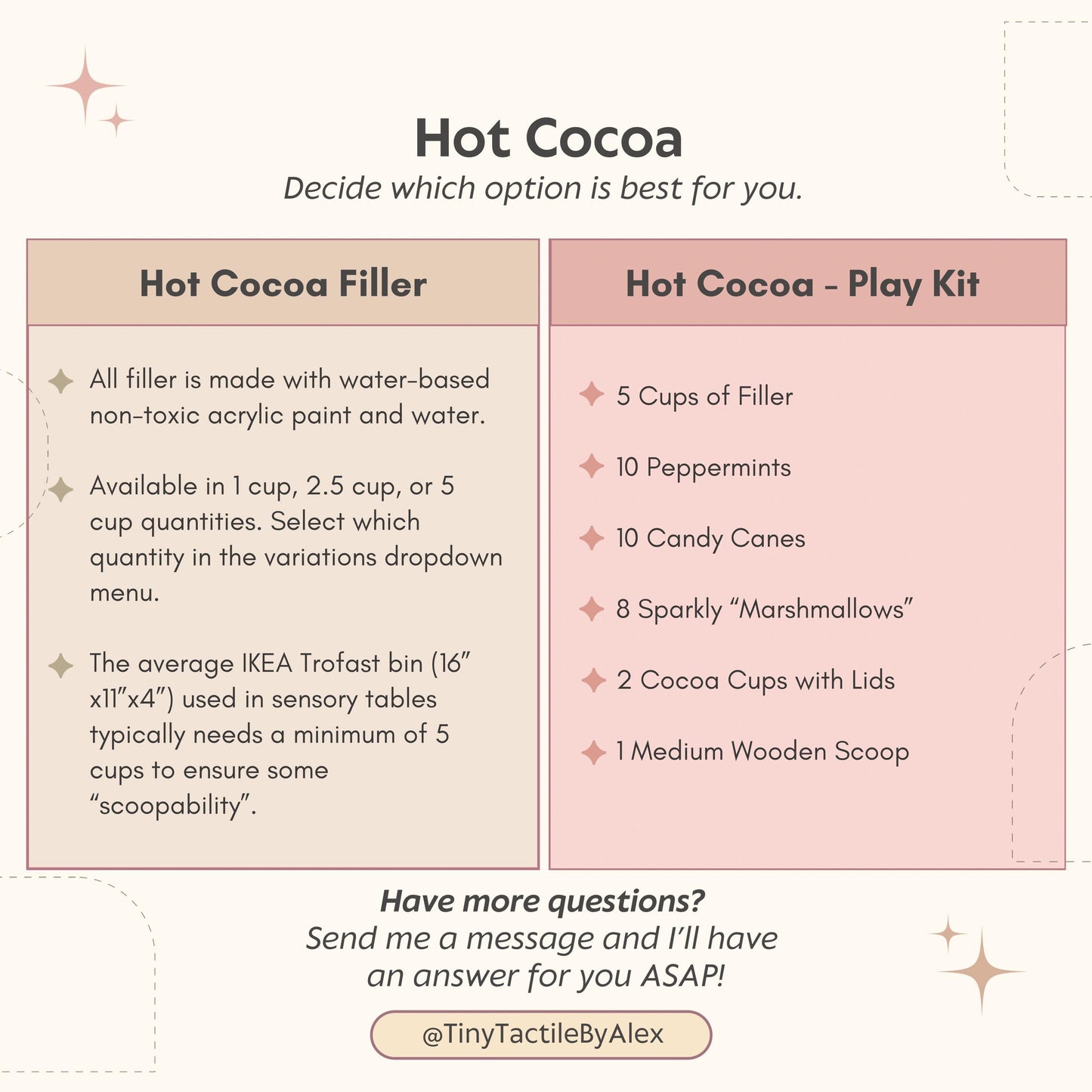 Sensory Bin Filler + Play Kit - Hot Cocoa - Pasta, Chickpea & Lentil Filler - Winter - Christmas