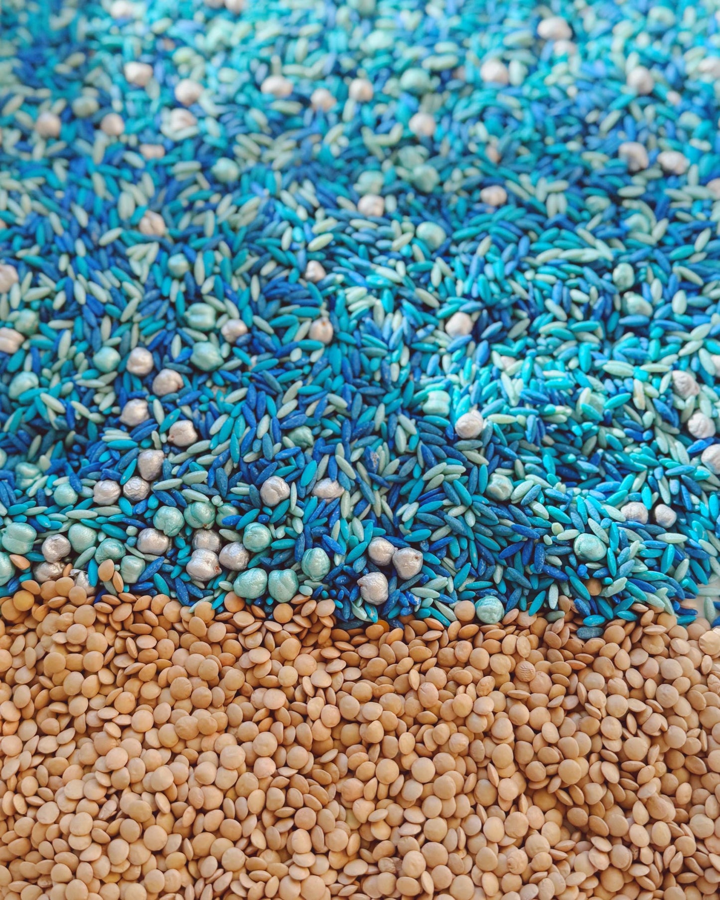 Sensory Bin Filler + Play Kit - Ocean Explorers - Pasta & Chickpea Filler - Blue
