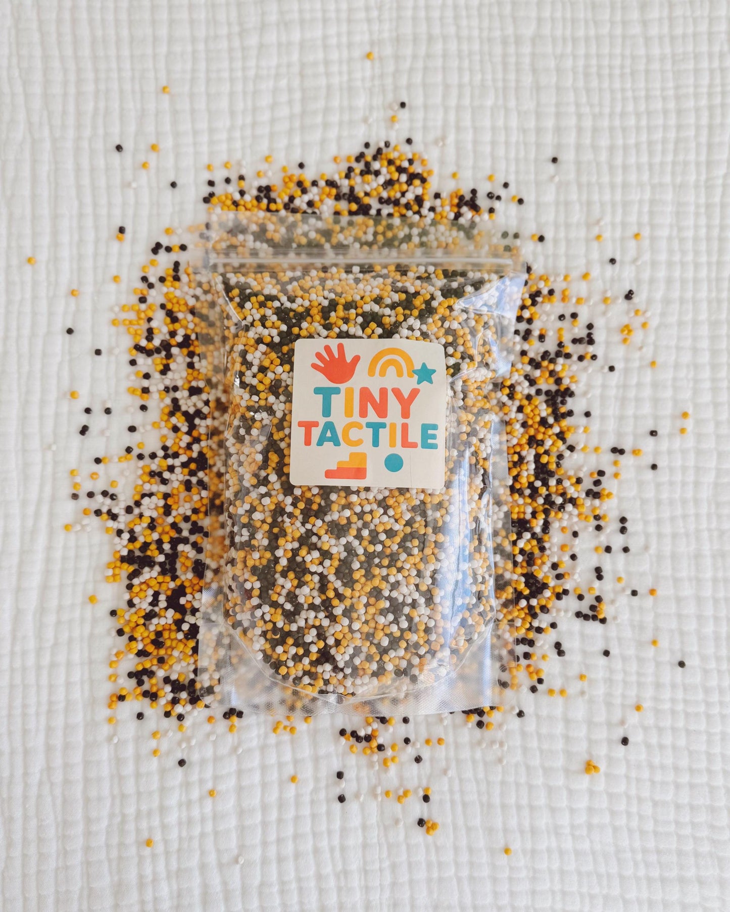 Bumble Bee Sensory Bin Filler - Black, White, Gold Couscous
