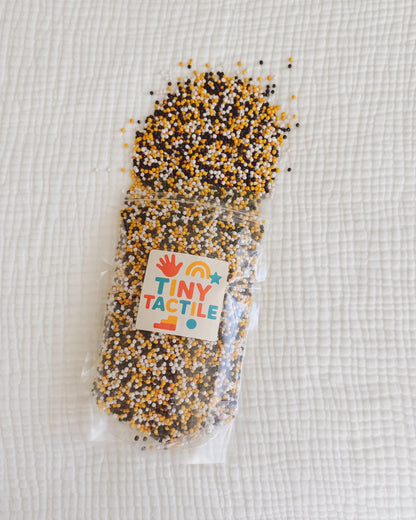Bumble Bee Sensory Bin Filler - Black, White, Gold Couscous