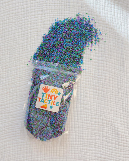 Colored Rice | Sensory Bin Filler | Earth Day Colored Rice Filler | Blue, Green, and Purple Colored Rice Mix for Sensory Play