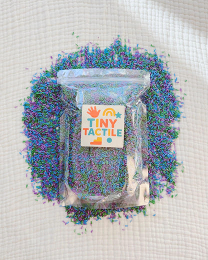 Colored Rice | Sensory Bin Filler | Earth Day Colored Rice Filler | Blue, Green, and Purple Colored Rice Mix for Sensory Play