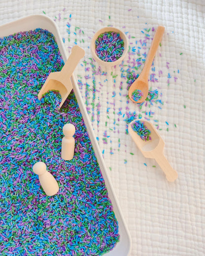 Colored Rice | Sensory Bin Filler | Earth Day Colored Rice Filler | Blue, Green, and Purple Colored Rice Mix for Sensory Play