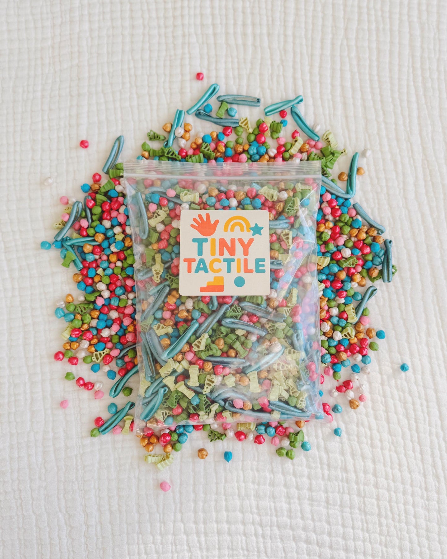 Forest Jamboree Sensory Bin – Colorful Chickpea Filler