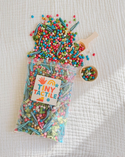 Forest Jamboree Sensory Bin Kit | Colored Chickpeas and Pasta for Sensory Bins | Festive Sensory Filler