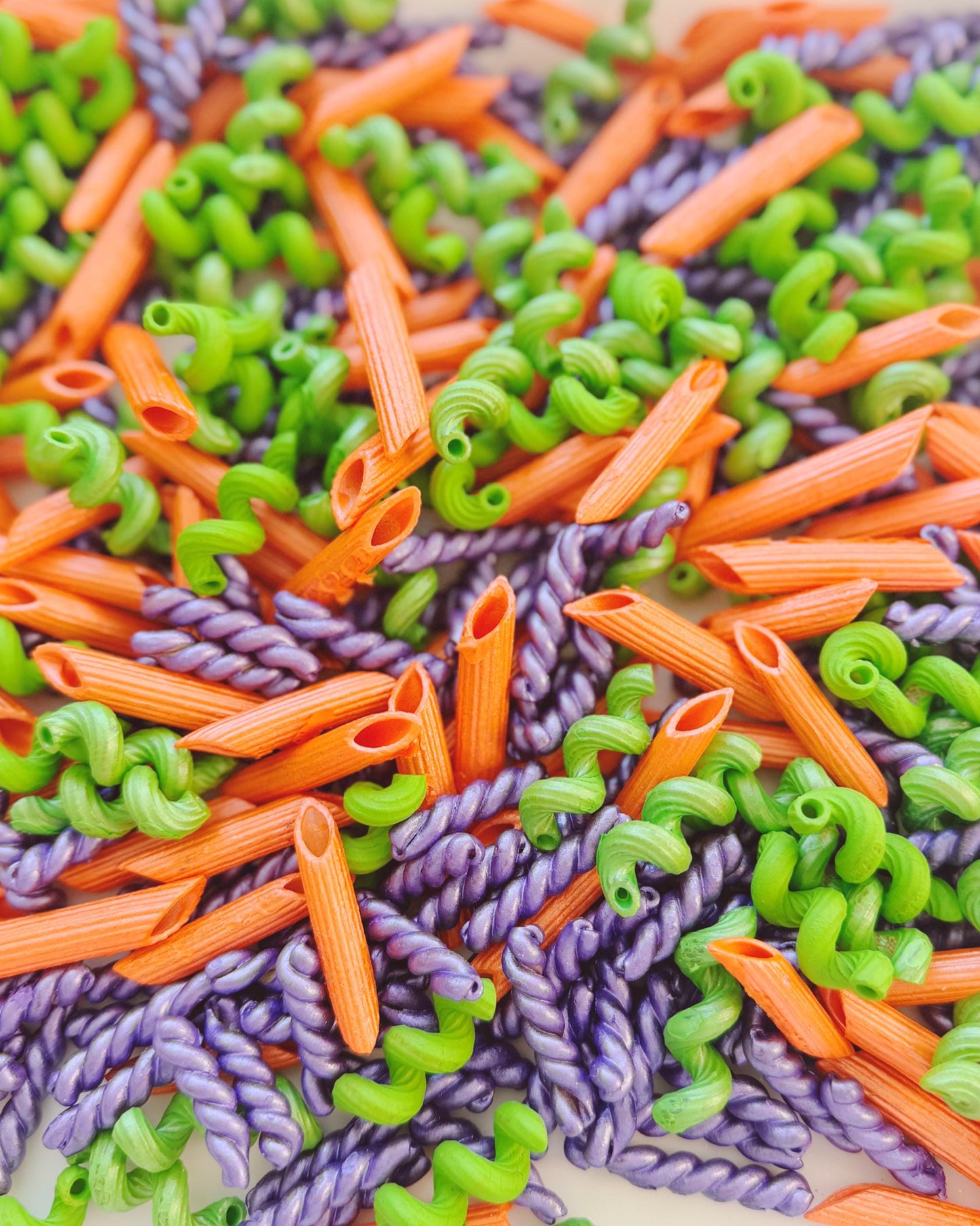 Sensory Bin Filler & Play Kit - Whack-a-Noodles - Chunky Pasta Filler - Green, Purple, Orange - Bright High-Contrast
