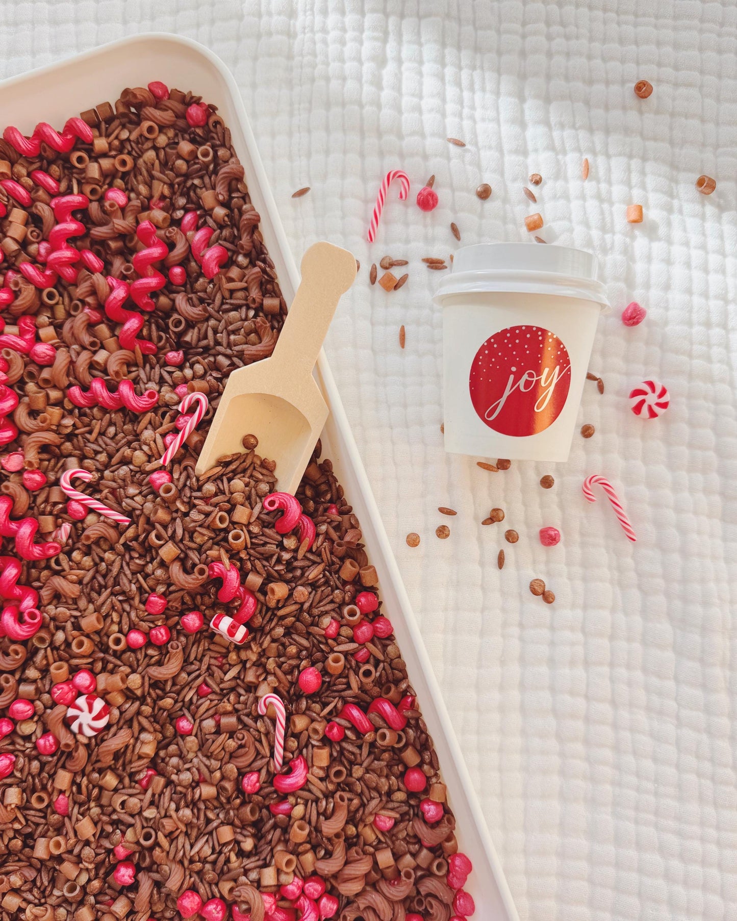 Sensory Bin Filler + Play Kit - Hot Cocoa - Pasta, Chickpea & Lentil Filler - Winter - Christmas