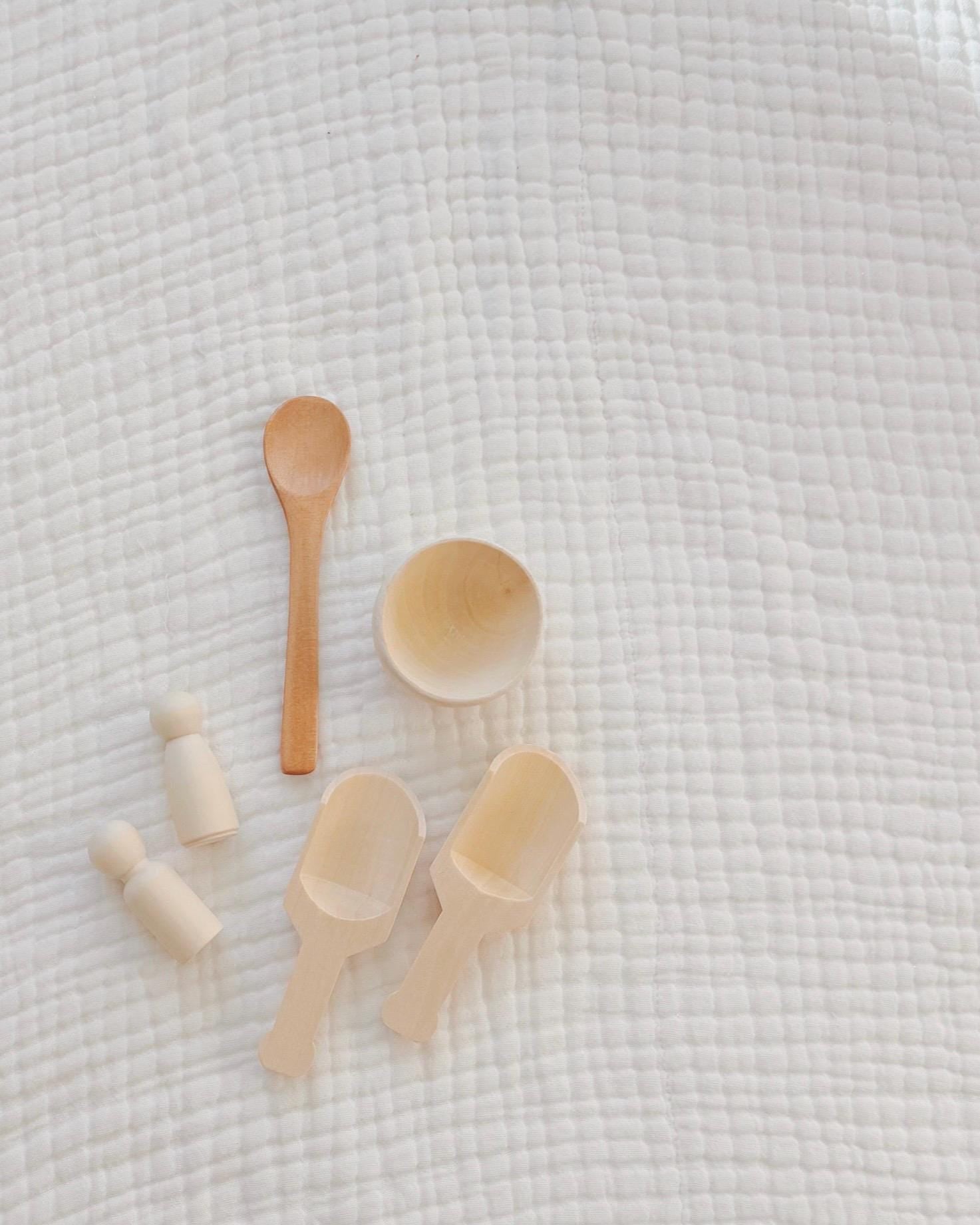 Sensory Bin Starter Kit | Engaging Tools and Accessories for Sensory Play | Scoops, Spoons, Pegs & Bowls - Wooden Accesories for Play