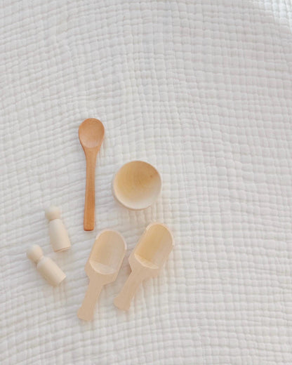 Sensory Bin Starter Kit | Engaging Tools and Accessories for Sensory Play | Scoops, Spoons, Pegs & Bowls - Wooden Accesories for Play