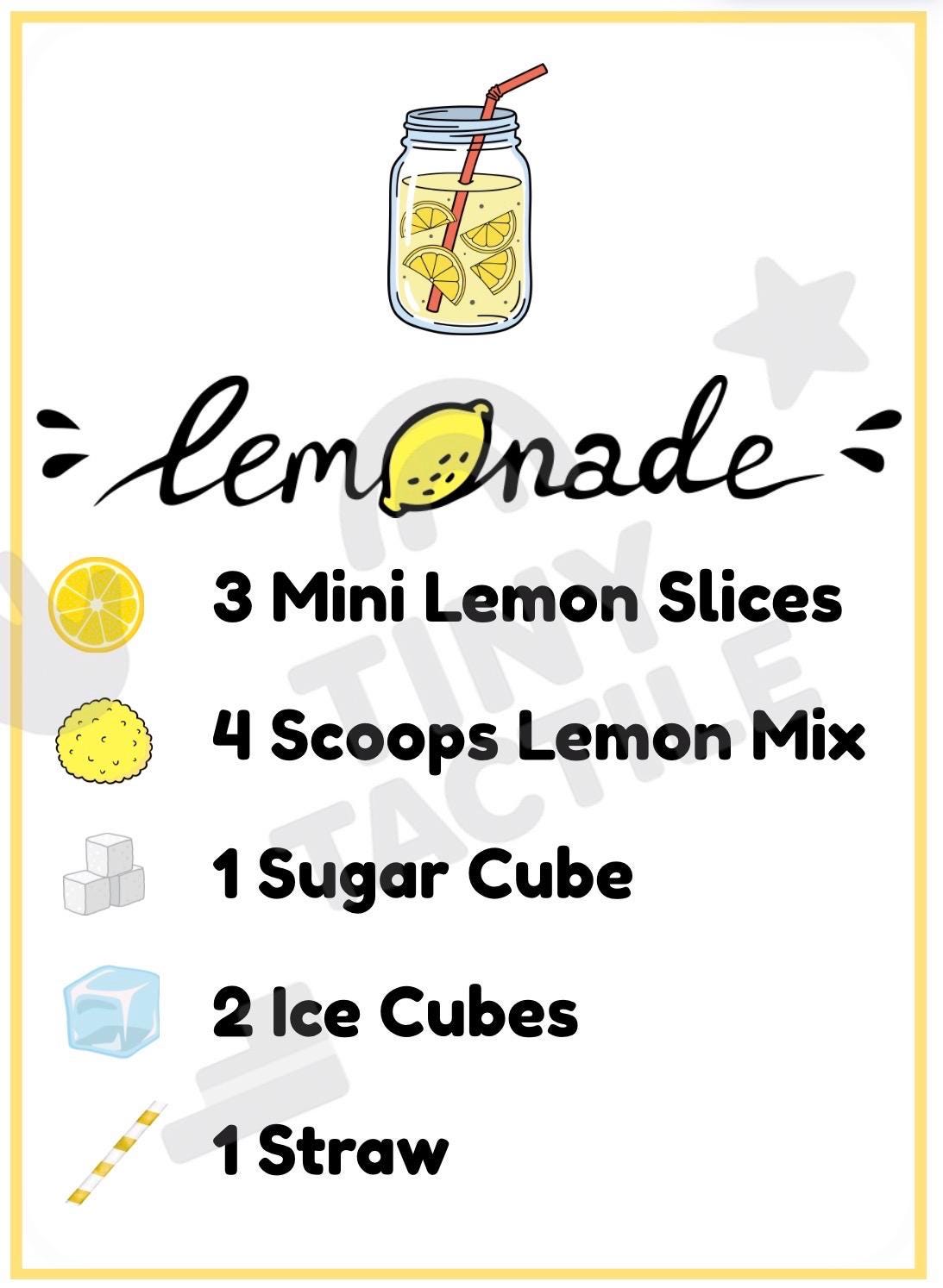 Lemonade Recipe Cards – Sensory Bin Pretend Play (Digital Download, Set of 16 Cards)