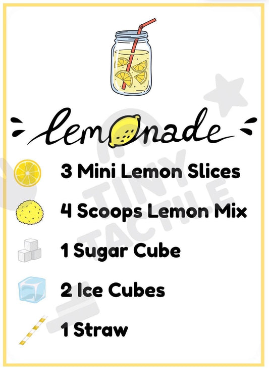 Lemonade Recipe Cards – Sensory Bin Pretend Play (Digital Download, Set of 16 Cards)