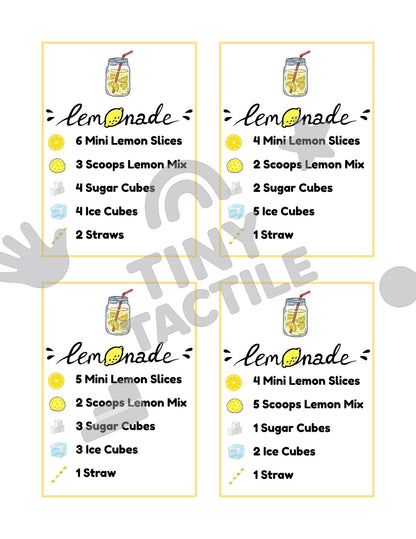 Lemonade Recipe Cards – Sensory Bin Pretend Play (Digital Download, Set of 16 Cards)