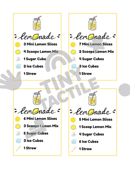 Lemonade Recipe Cards – Sensory Bin Pretend Play (Digital Download, Set of 16 Cards)