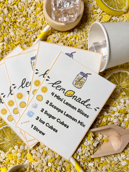 Lemonade Recipe Cards – Sensory Bin Pretend Play (Digital Download, Set of 16 Cards)