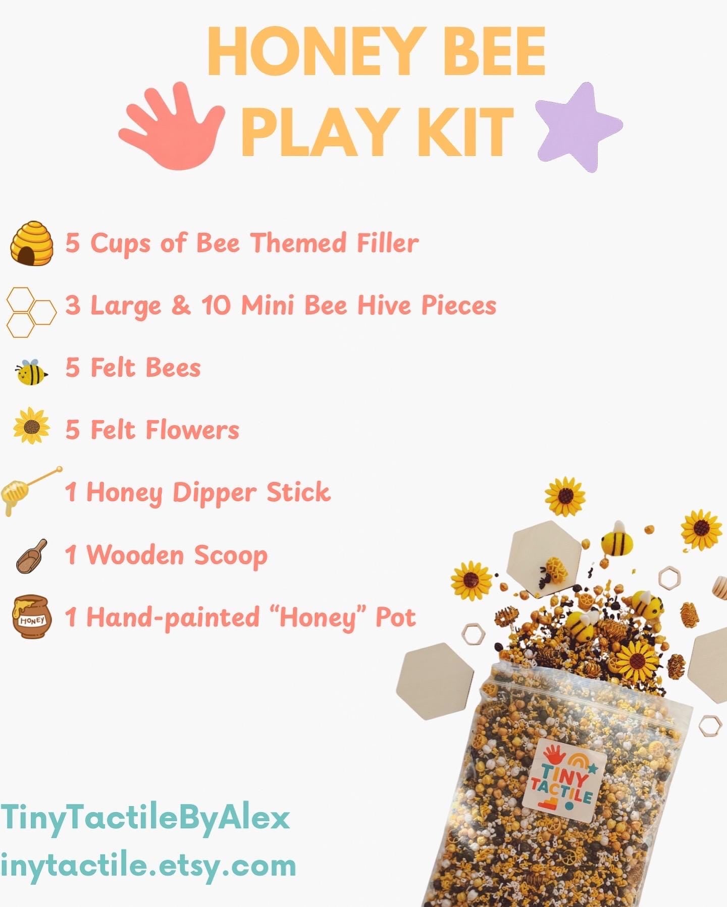 Spelling Bee Sensory Play Kit | Bumble Bee Theme Sensory Bin Filler | Spring Sensory Bin | Alphabet Sensory Kit | Black, White, Gold, Yellow