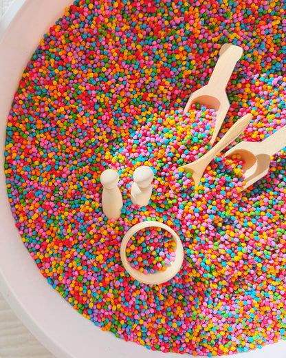 Sensory Bin Filler | Rainbow Couscous | Bright Colored Play