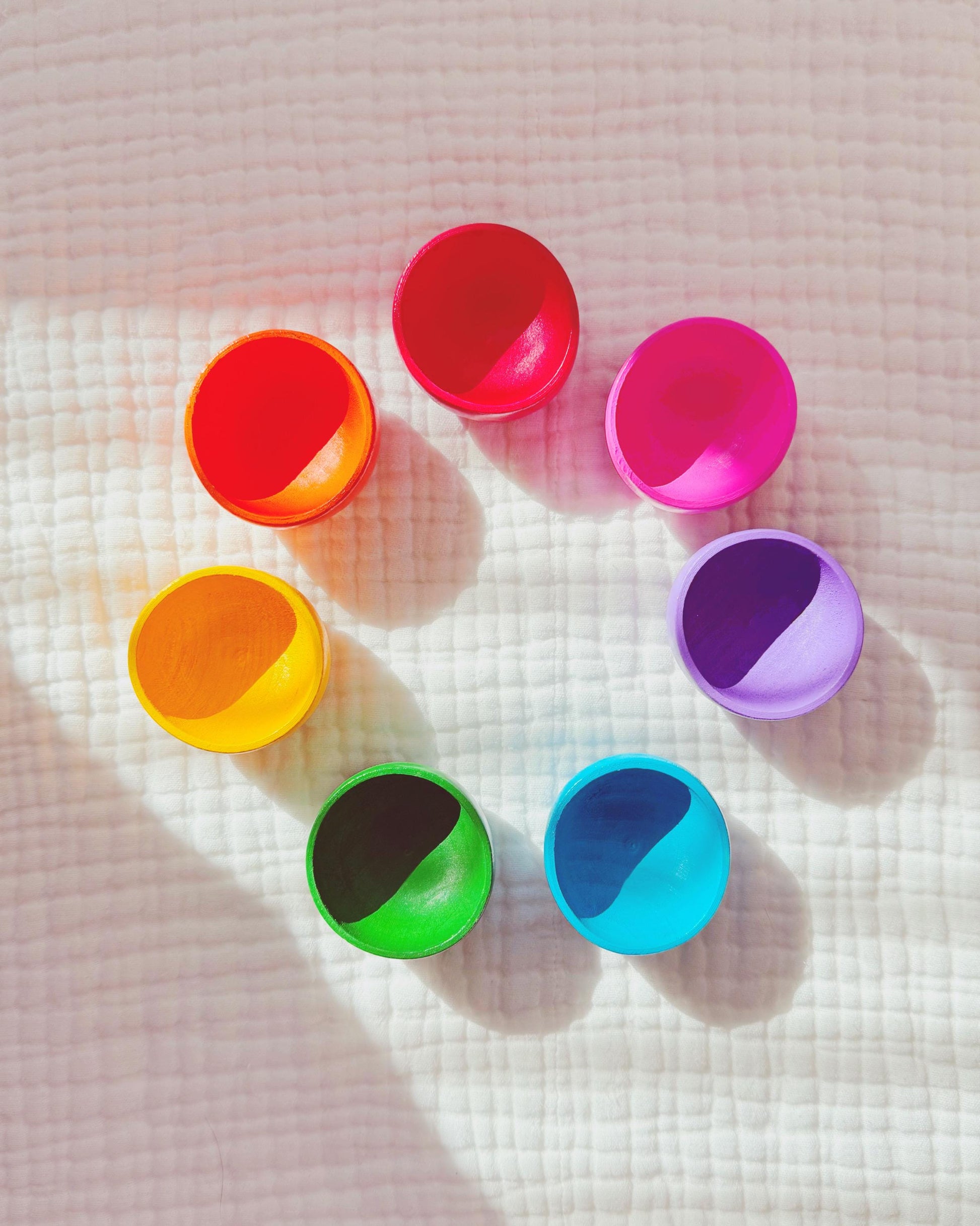 Rainbow Sorting Bowls | Small Wooden Sensory Raibow Painted Bowls | Engaging Tools and Accessories for Sensory Play |