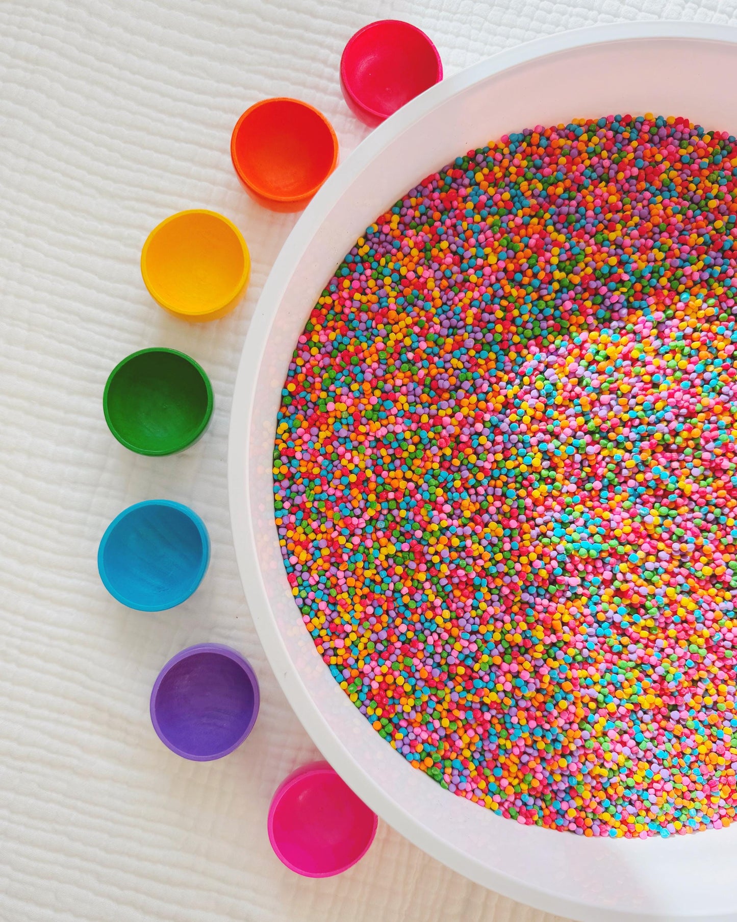 Sensory Bin Filler | Rainbow Couscous | Bright Colored Play