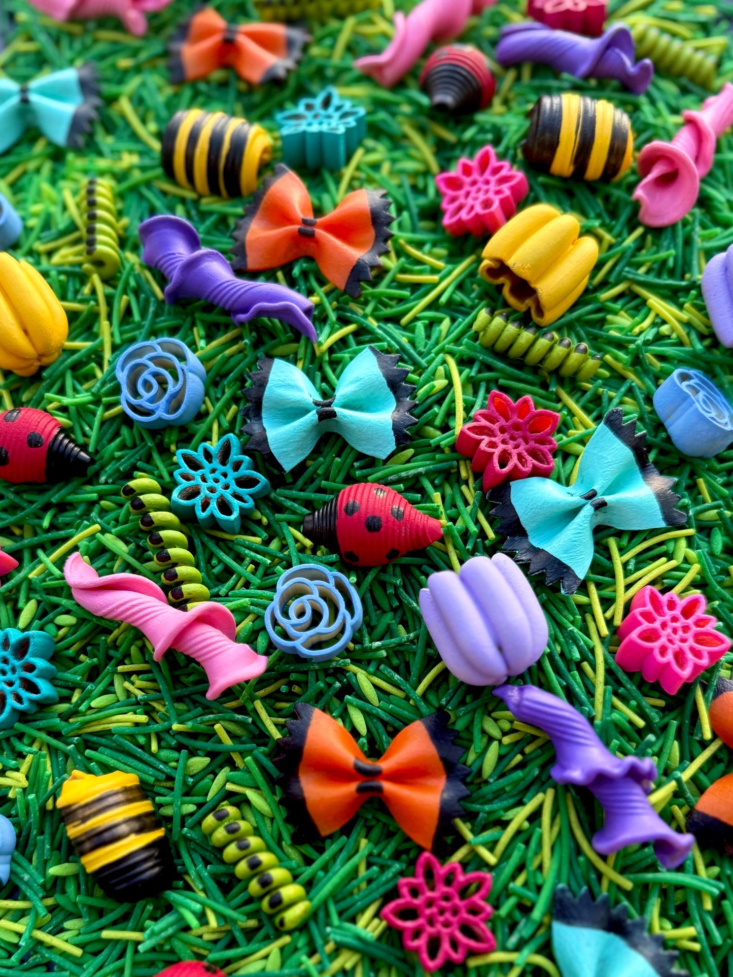 Spring Bugs Life in Bloom Sensory Bin Filler – Bright Colored Pasta Mix