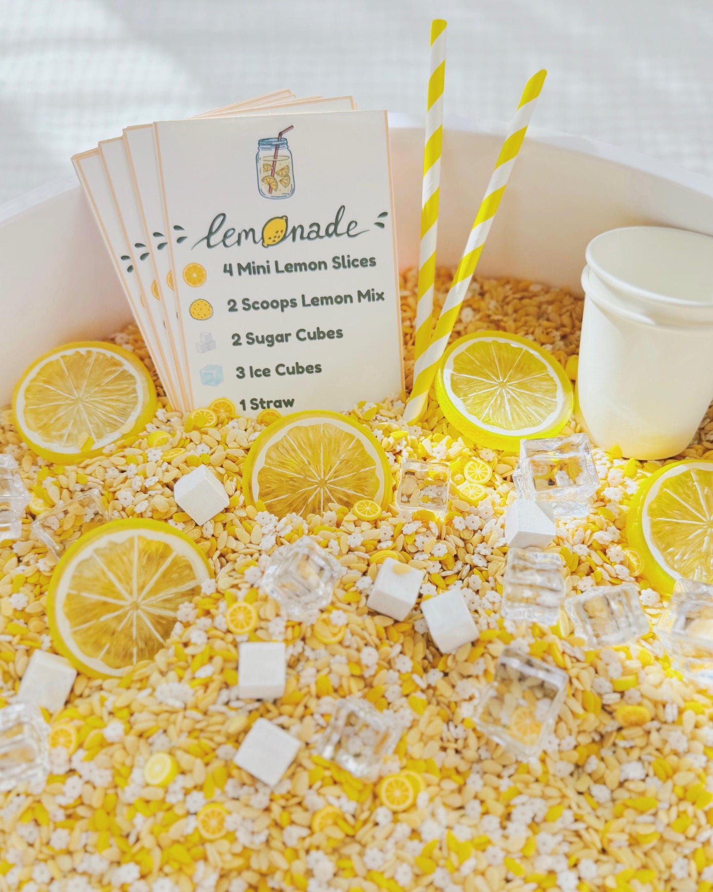 Lemonade Stand Sensory Play Kit | Sensory Bin Kit for Pretend and Dramatic Play | Sensory Play Base | Preschool Activities for Sensory Table