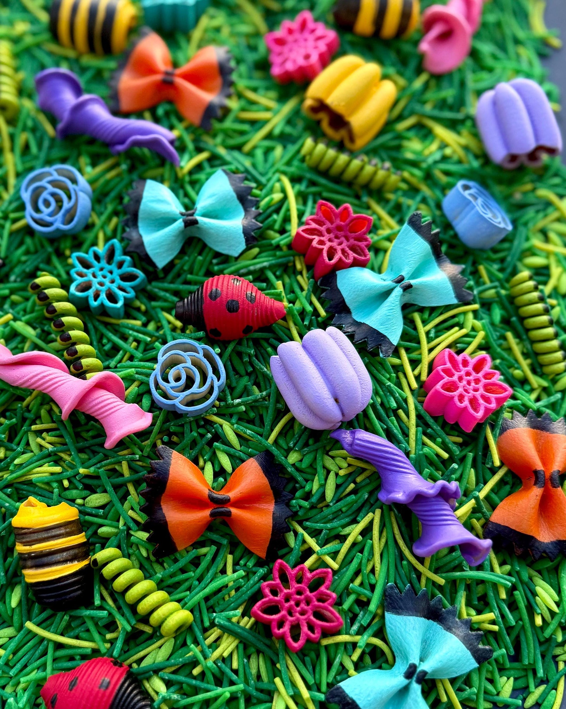 Spring Bugs Life in Bloom Sensory Bin Filler – Bright Colored Pasta Mix