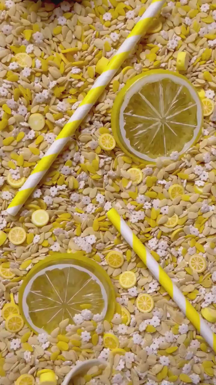 Lemonade Sensory Bin Filler – Sensory Toddler Play - Lemonade Stand Dramatic Play